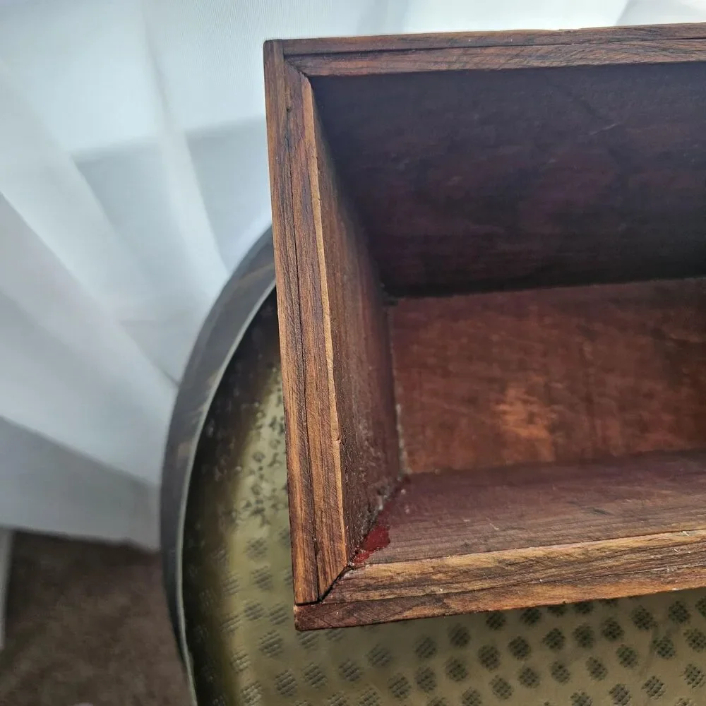 Vintage Wooden Planter or Storage Box with Painted Autumn Maple Leaf, Fall Decor